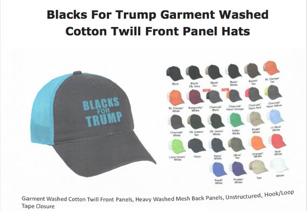 Blacks For Trump Garment Washed Cotton Twill Panel Hats
