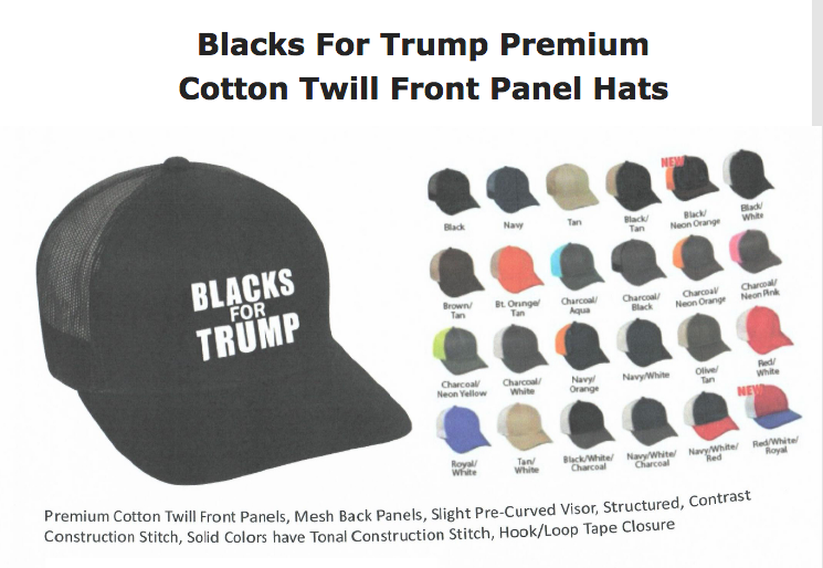 Blacks For Trump Premium Cotton Twill Front Panel Hats