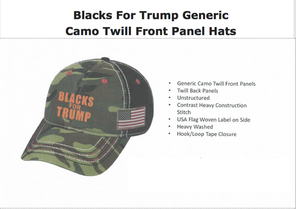 Blacks For Trump Generic Camo Twill Front Panel Hats